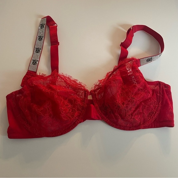 New! Victorias Secret the fabulous lace unlined Demi red bra 20096 - Picture 2 of 11